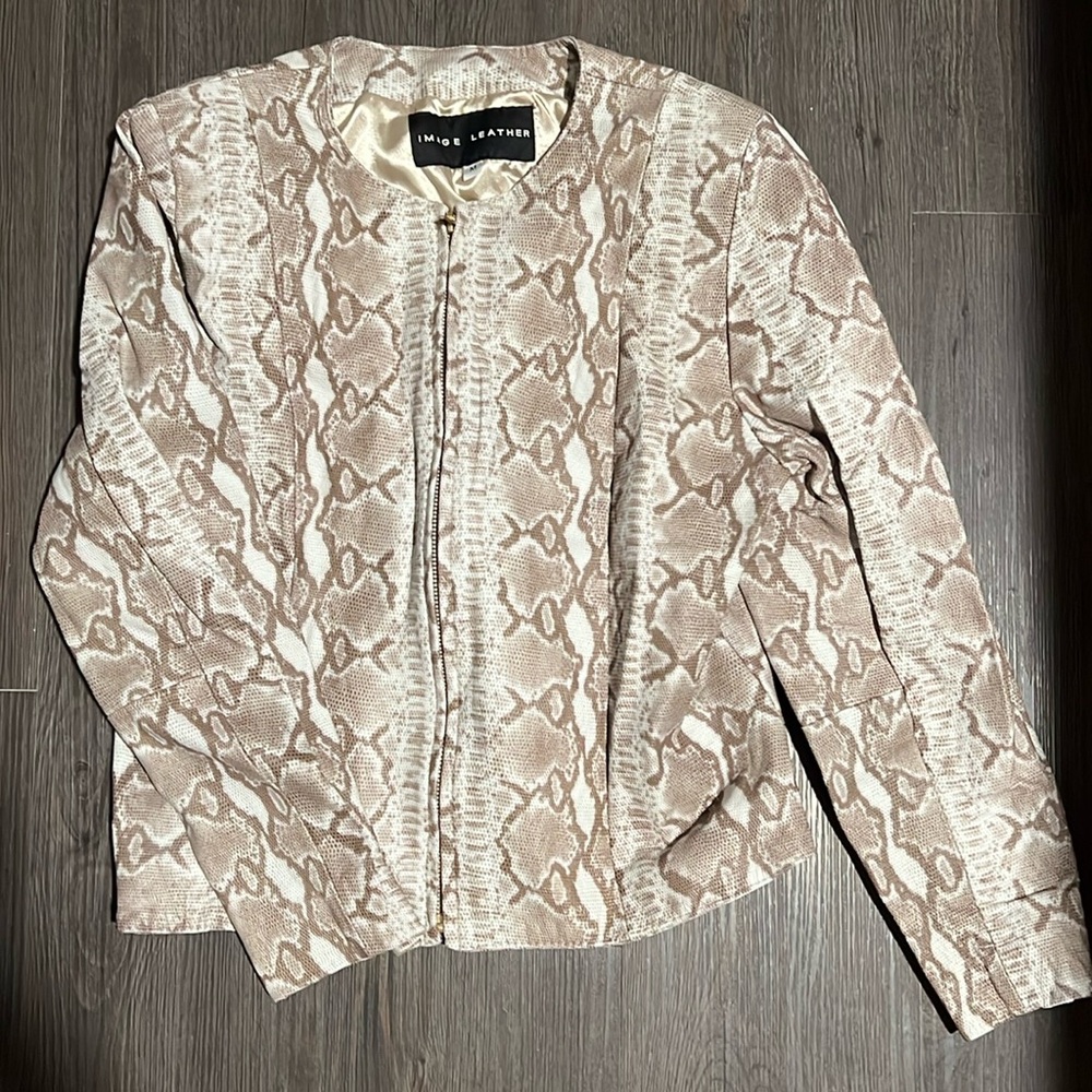Image Leather Animal Print Jacket